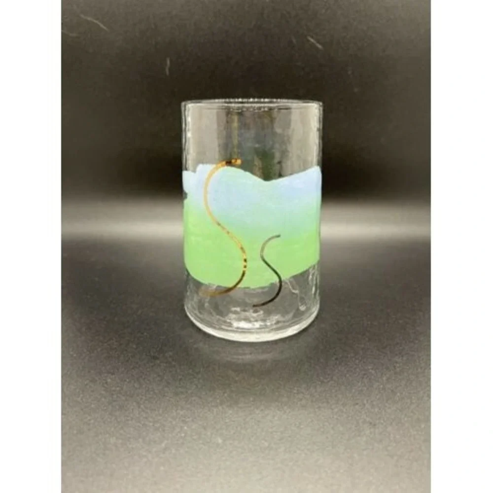 Anthropologie Art Deco Painted Monogram S‎ Initial Juice Glass Tumbler Cup 4.5